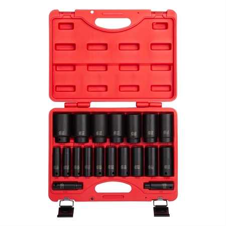 Sunex Tools 19-Piece 1/2 in. Drive Deep Fractional SAE Fractional Impact Socket Set 2641